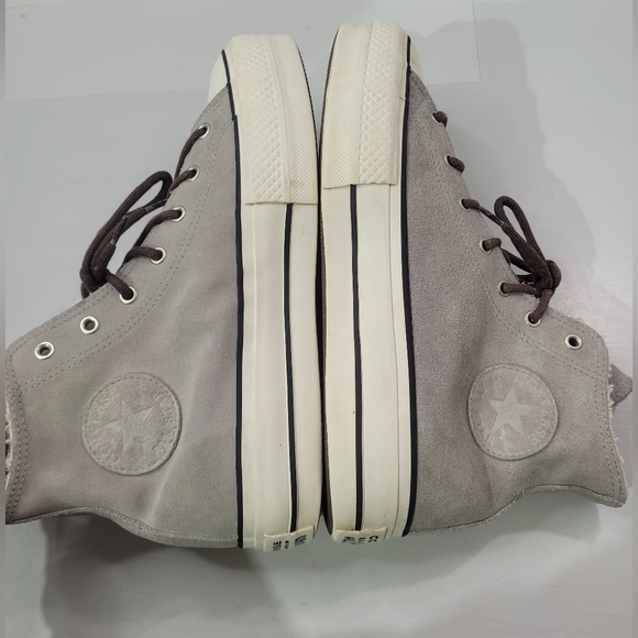 CONVERSE CTAS PLATFORM HIGH WOMEN'S SIZE 8 GREY SUEDE SHERPA A1 - Picture 12 of 15